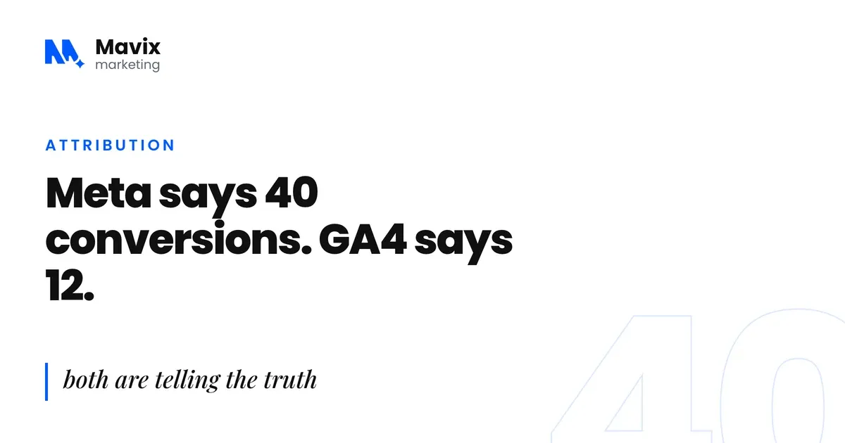 Cover graphic for Meta vs GA4 conversions: why the numbers never match, and which one to trust